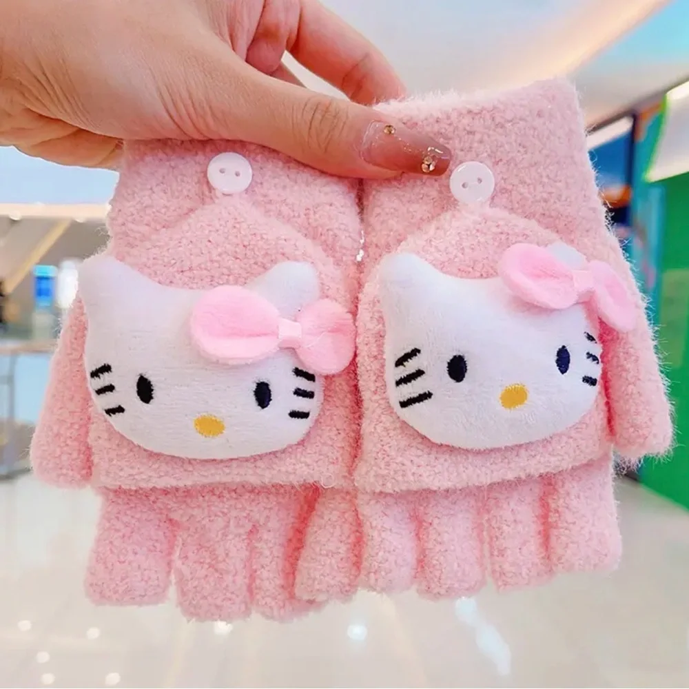{NEW} Hello Kitty Filp-top Gloves Mittens Pink One Size